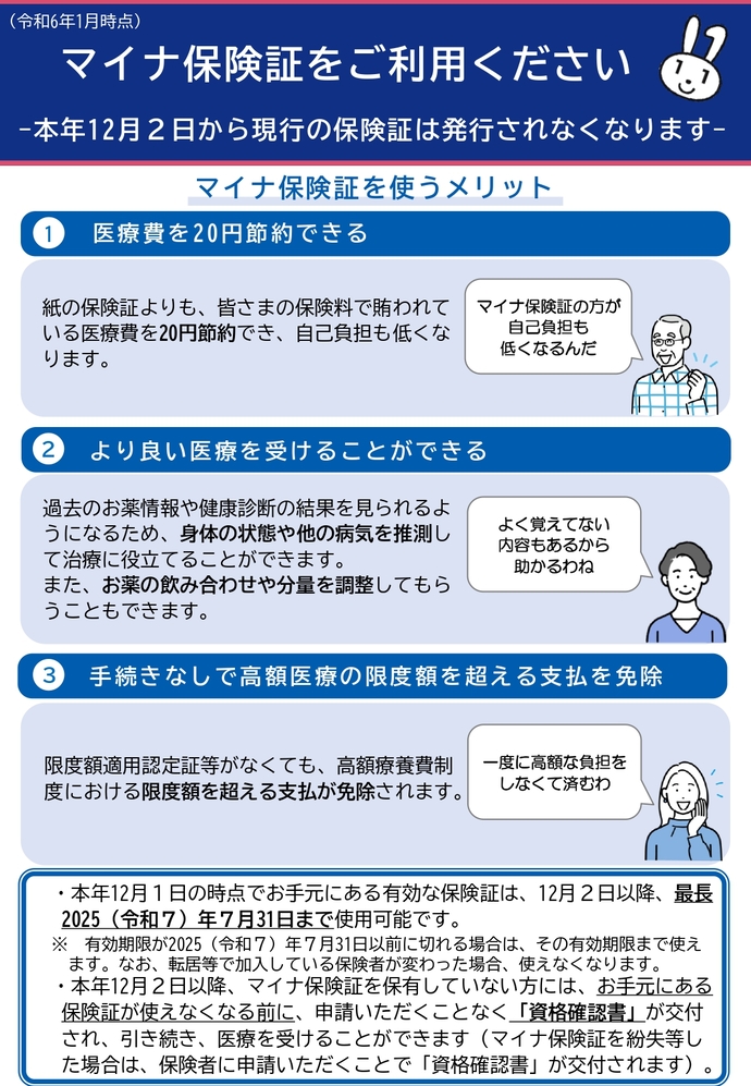 マイナ保険証(マイナンバーカード)利用のご案内1